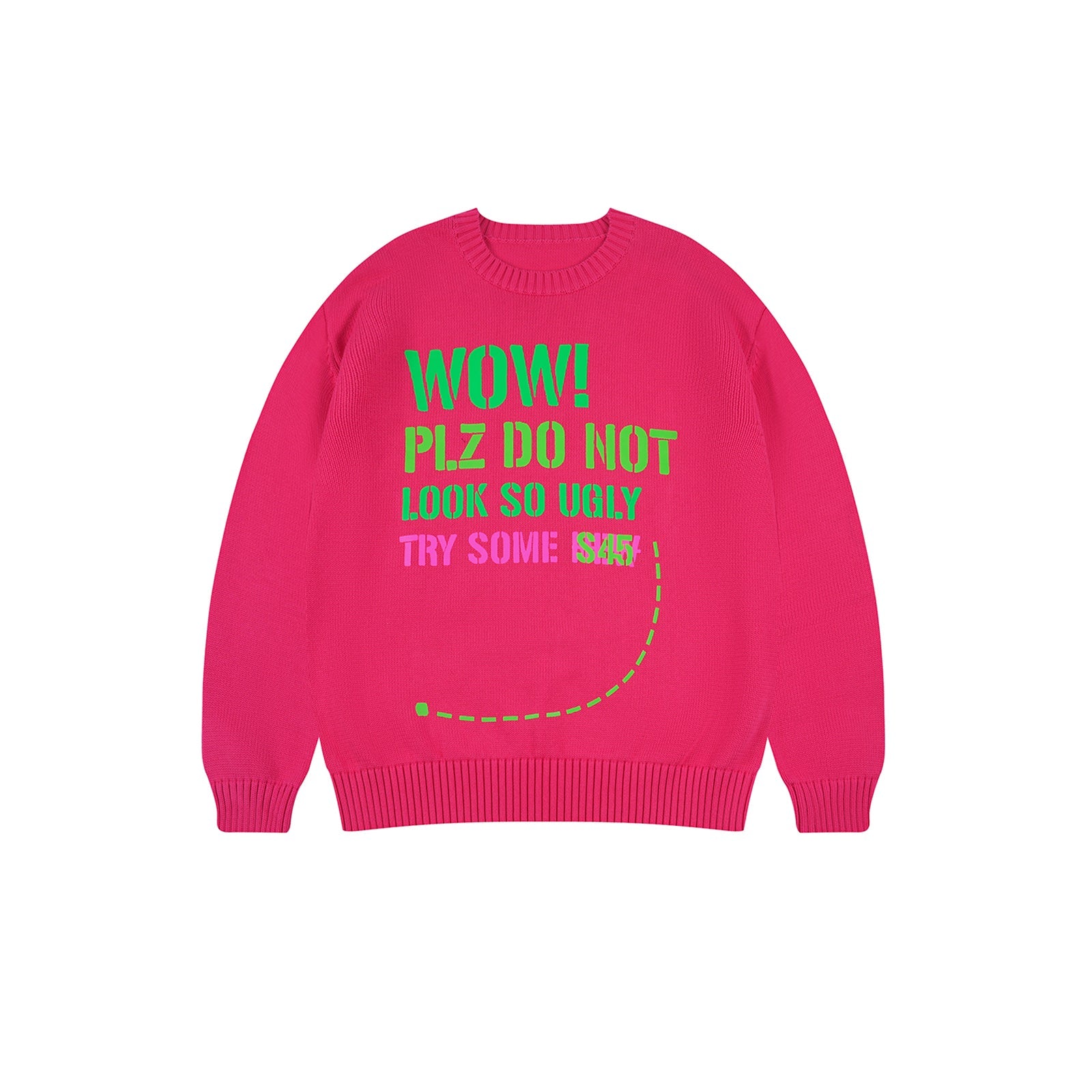 S45 Dotted Line Slogan Knit Sweater