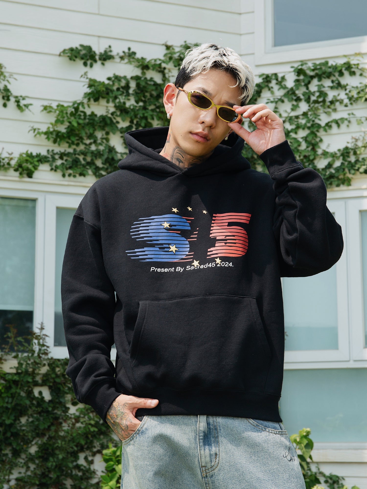 S45 Stripe Star Logo Hoodie