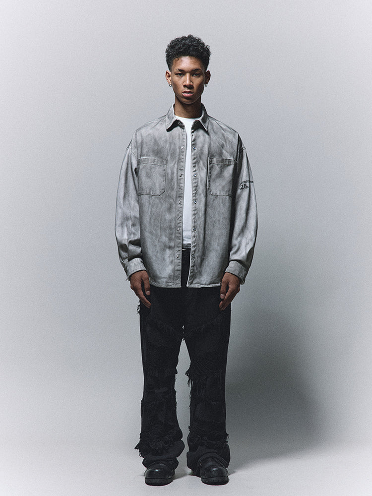 ANTIDOTE Gradient Washed Dye Long Sleeve Denim Shirt