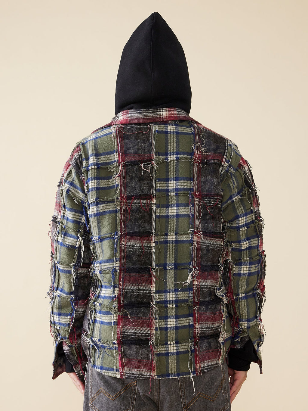 EVILKNIGHT(EK) Color Blocking Plaid Long Sleeve Shirt