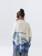 Harsh and Cruel Snow Mountain Destruction Knit Sweater