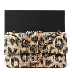 Tweed Mixed Fibers Leopard Print Small Souplissimo Maxi Flap Brown Black White