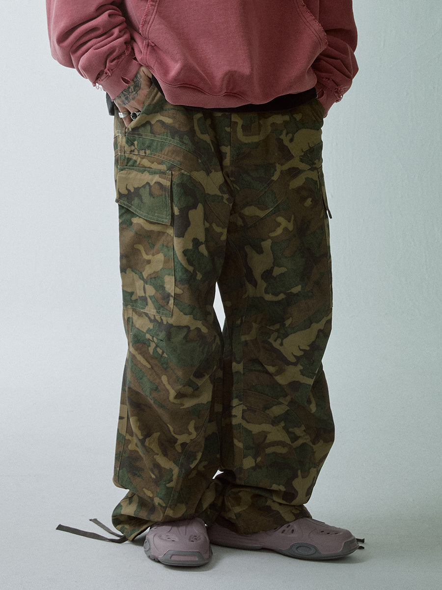 F2CE Pleated Camouflage Work Baggy Cargo Pants