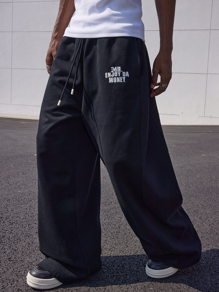 MEDM Basic Embroidered Wide Leg Sweat Pants