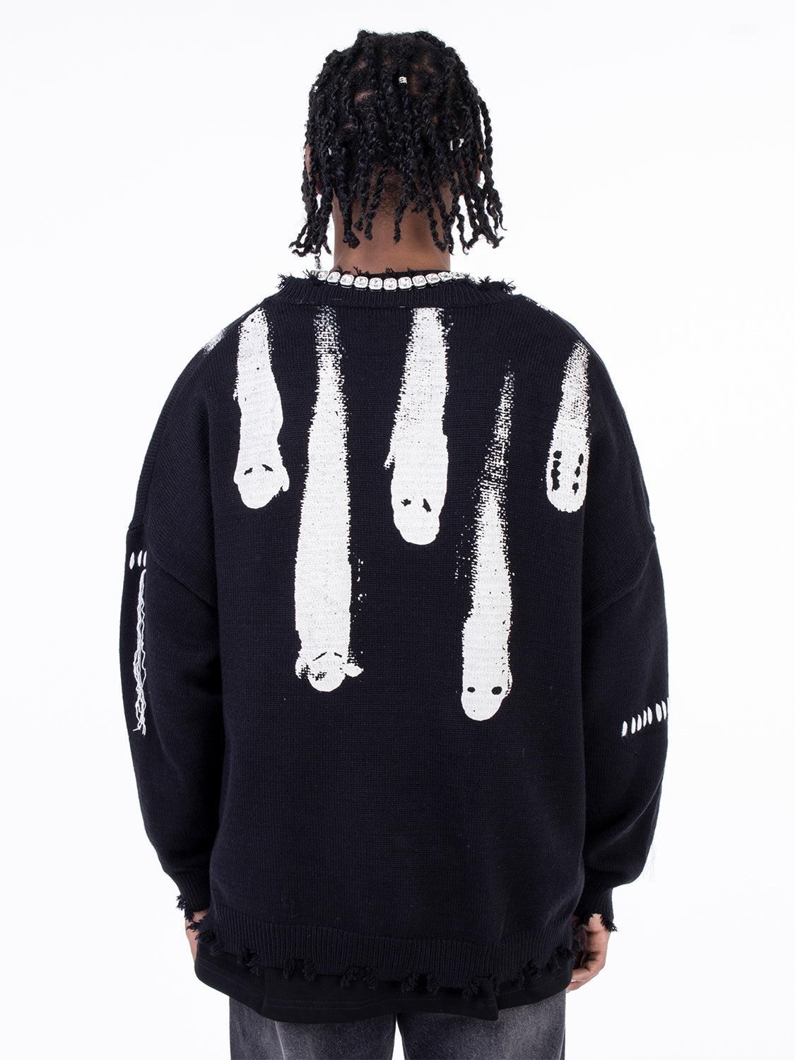 F3F Select Ghost Print Destroy Knit Sweater