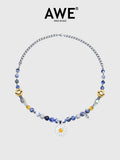 AWE Skull Smiley Daisy Necklace