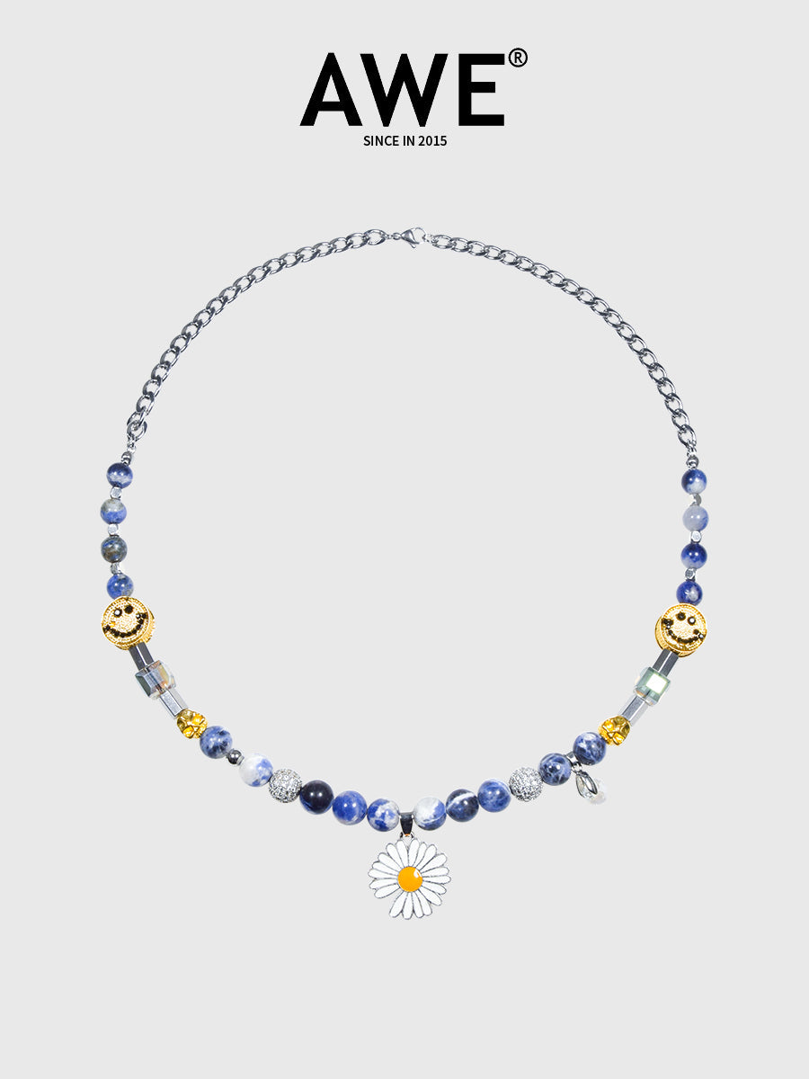AWE Skull Smiley Daisy Necklace