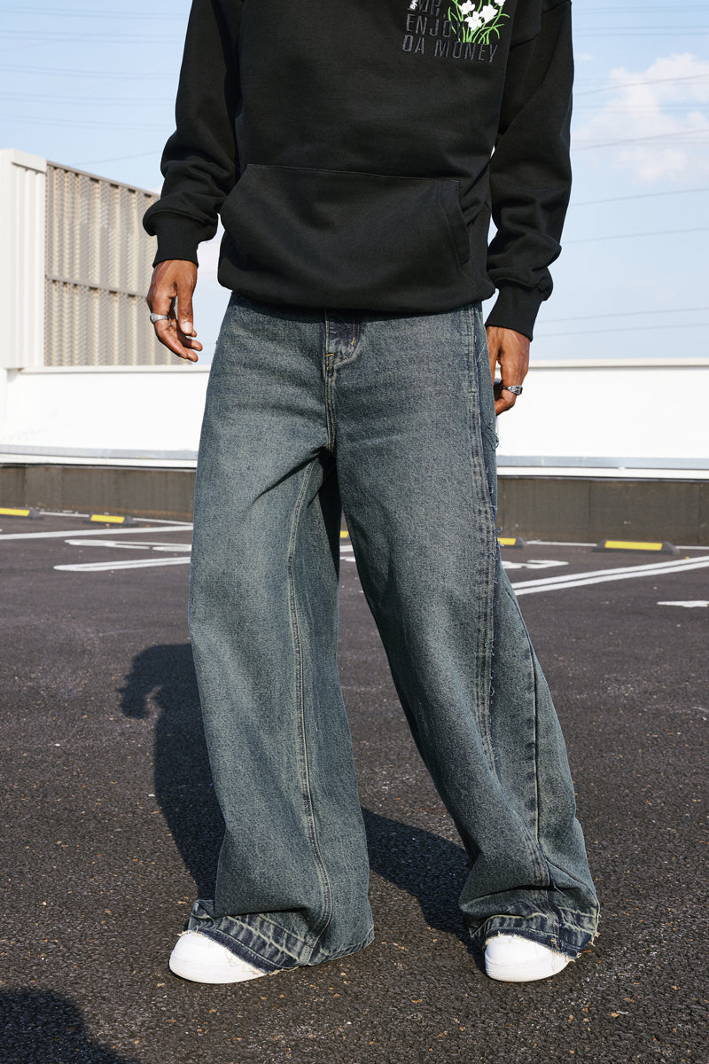 MEDM Raw Edge Design Denim Jeans