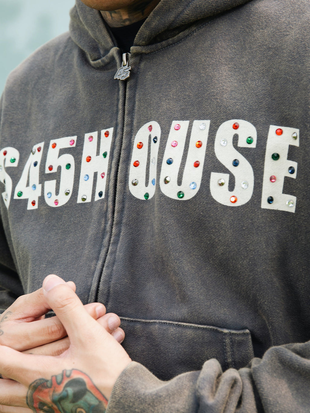 S45 Gemstone Logo Washed Zip Up Hoodie
