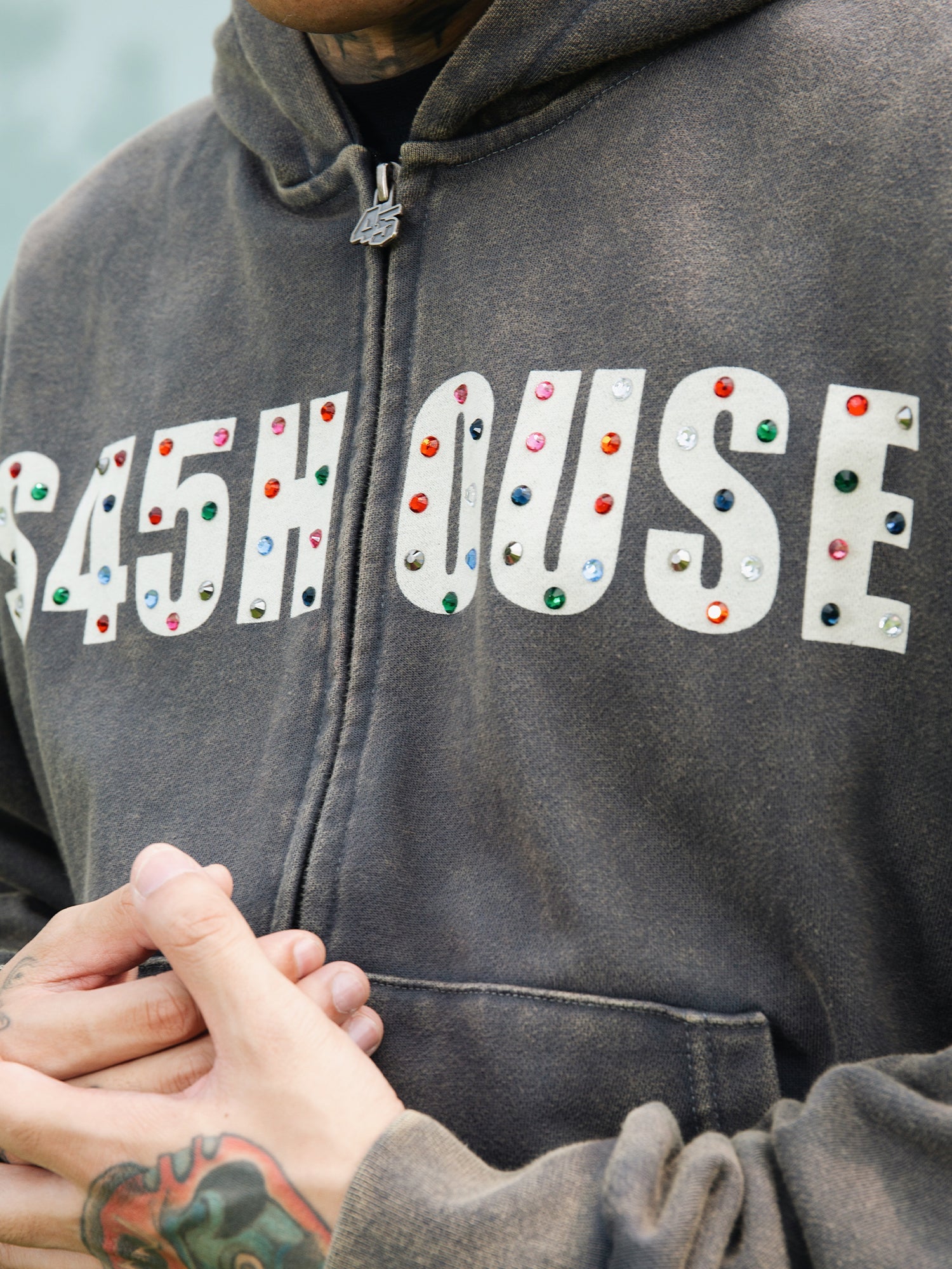 S45 Gemstone Logo Washed Zip Up Hoodie