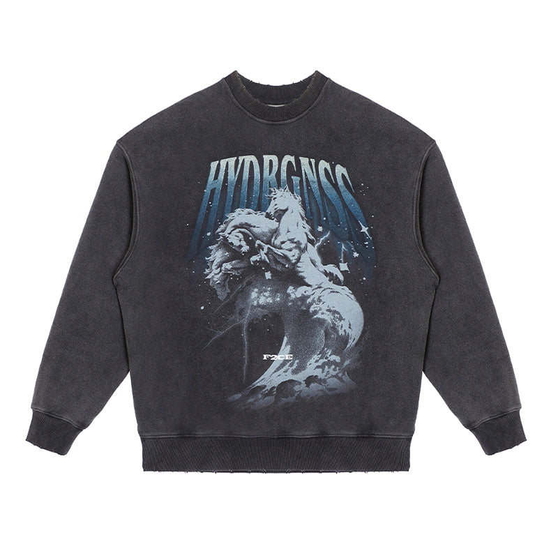 F2CE Vintage Washed Printing Sweater