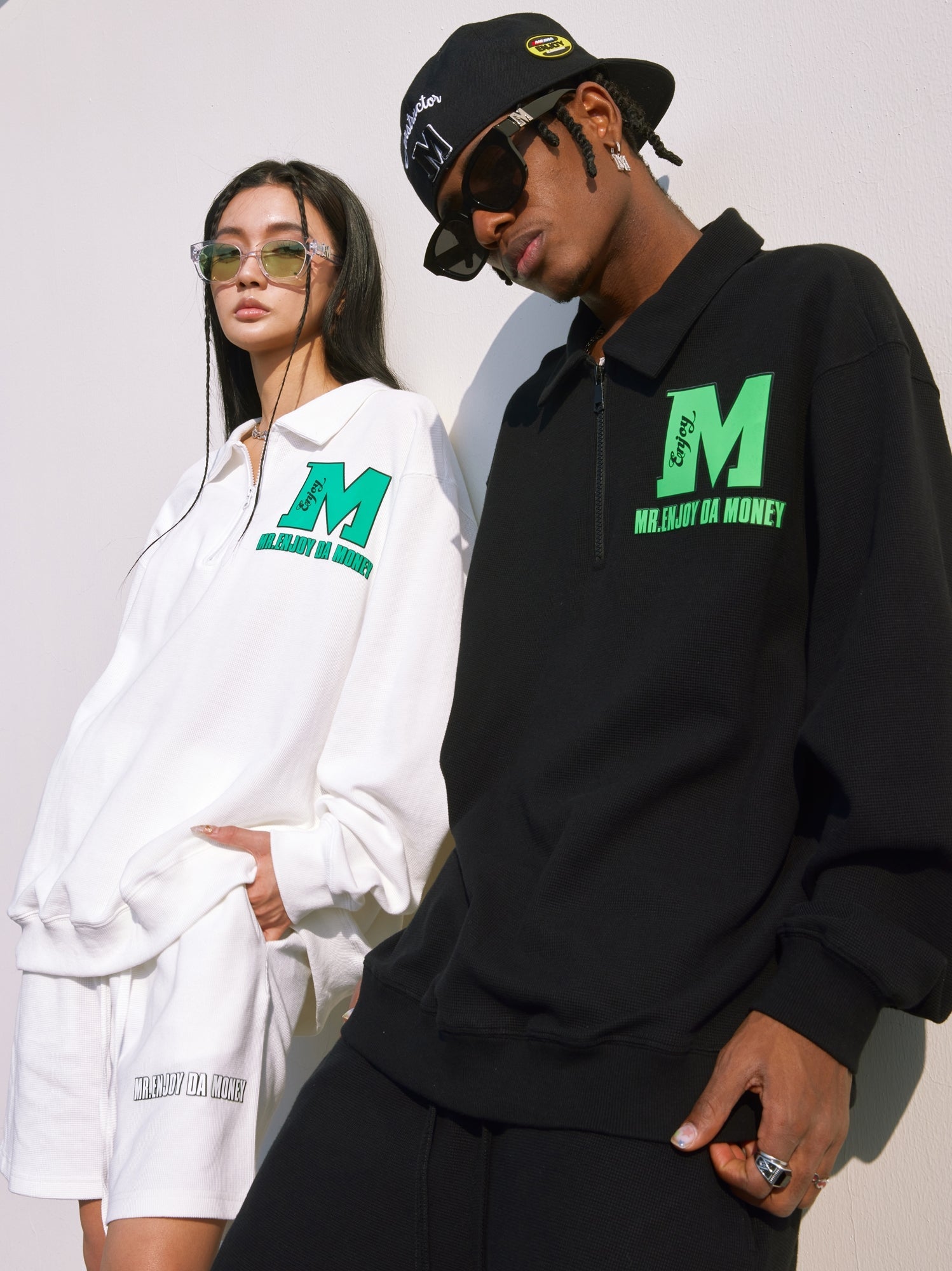 MEDM Waffle Half Zipper Polo Shirt
