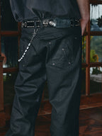 ANTIDOTE Coated Distressed Slim Fit Micro Flare Denim Jeans