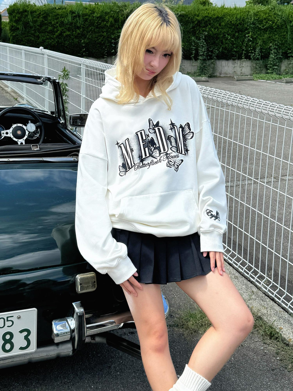 MEDM Neon Embroidered Butterfly Hoodie