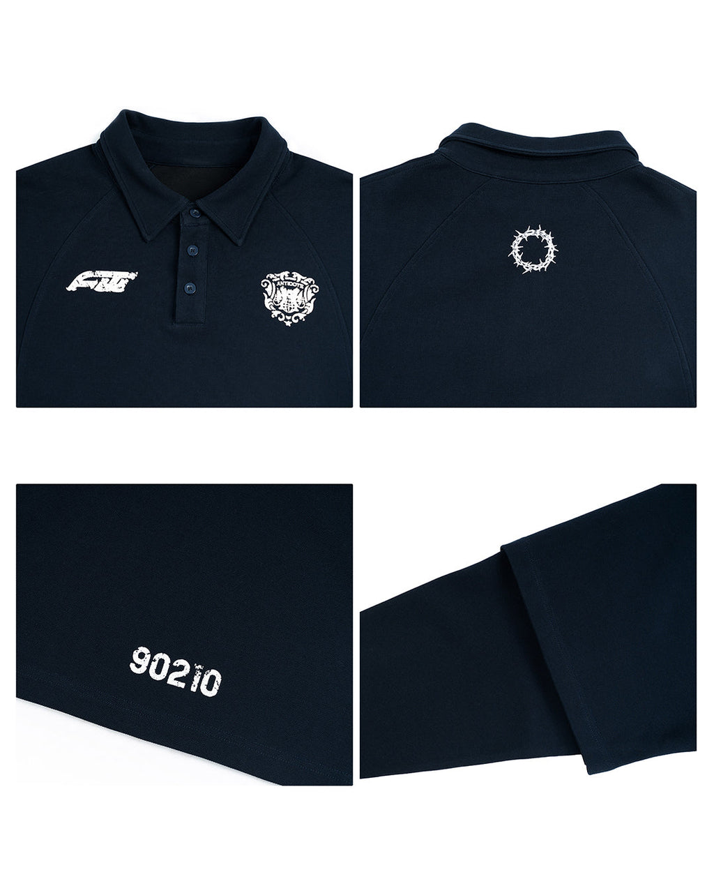 ANTIDOTE Logo & Badge Printed Layered Long Sleeve Polo