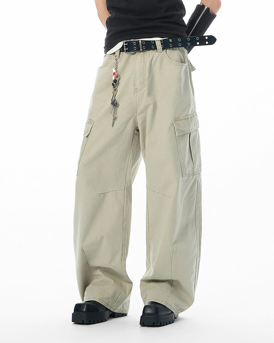 JHYQ 3D Cut Multi Flap Pocket Baggy Cargo Pants