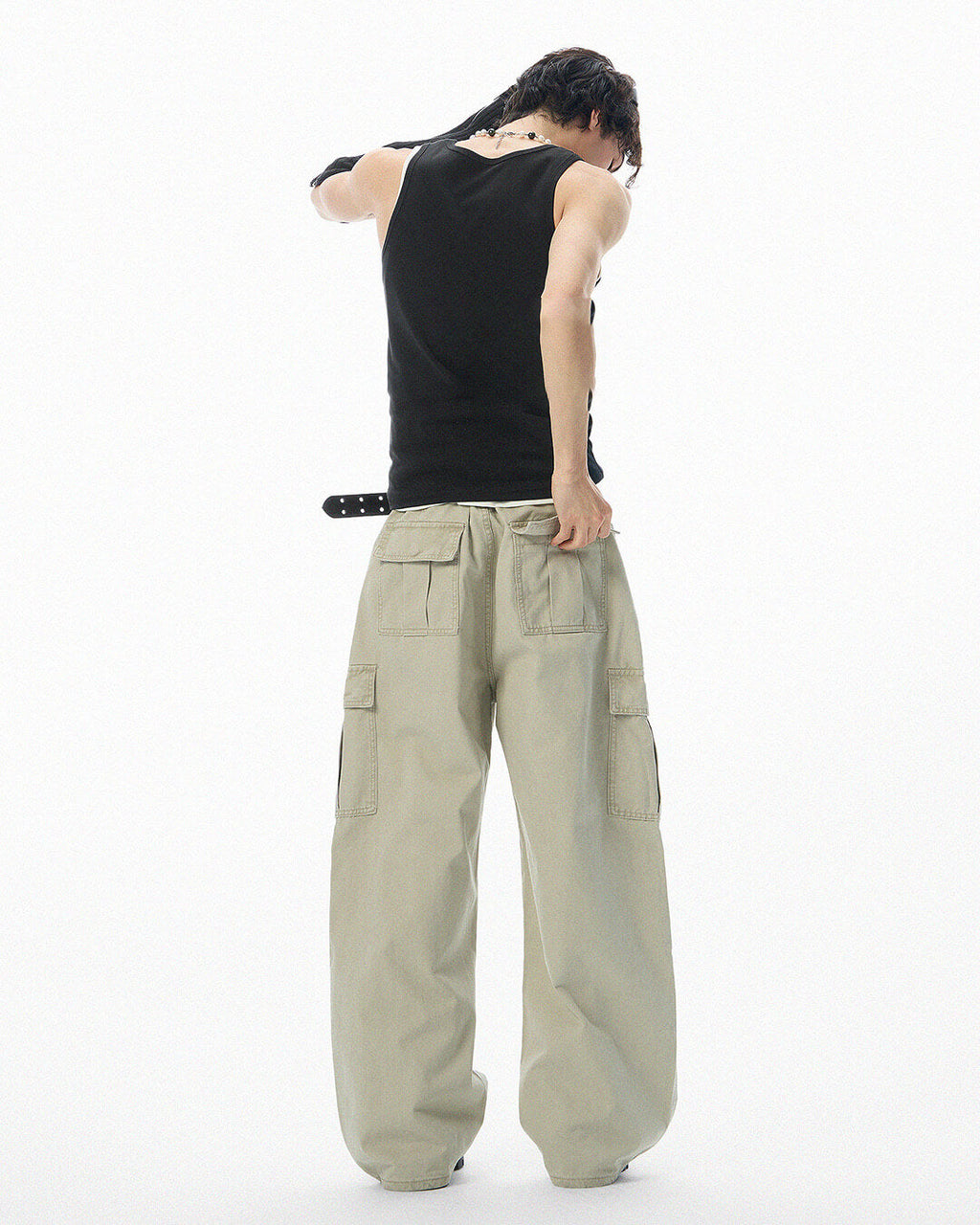 JHYQ 3D Cut Multi Flap Pocket Baggy Cargo Pants