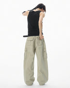 JHYQ 3D Cut Multi Flap Pocket Baggy Cargo Pants