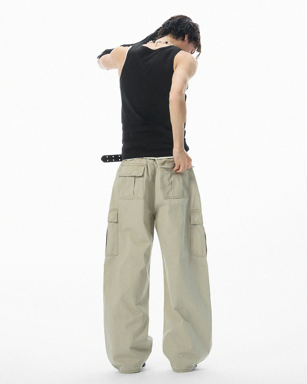 JHYQ 3D Cut Multi Flap Pocket Baggy Cargo Pants