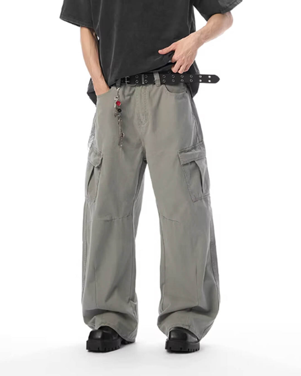 JHYQ 3D Cut Multi Flap Pocket Baggy Cargo Pants