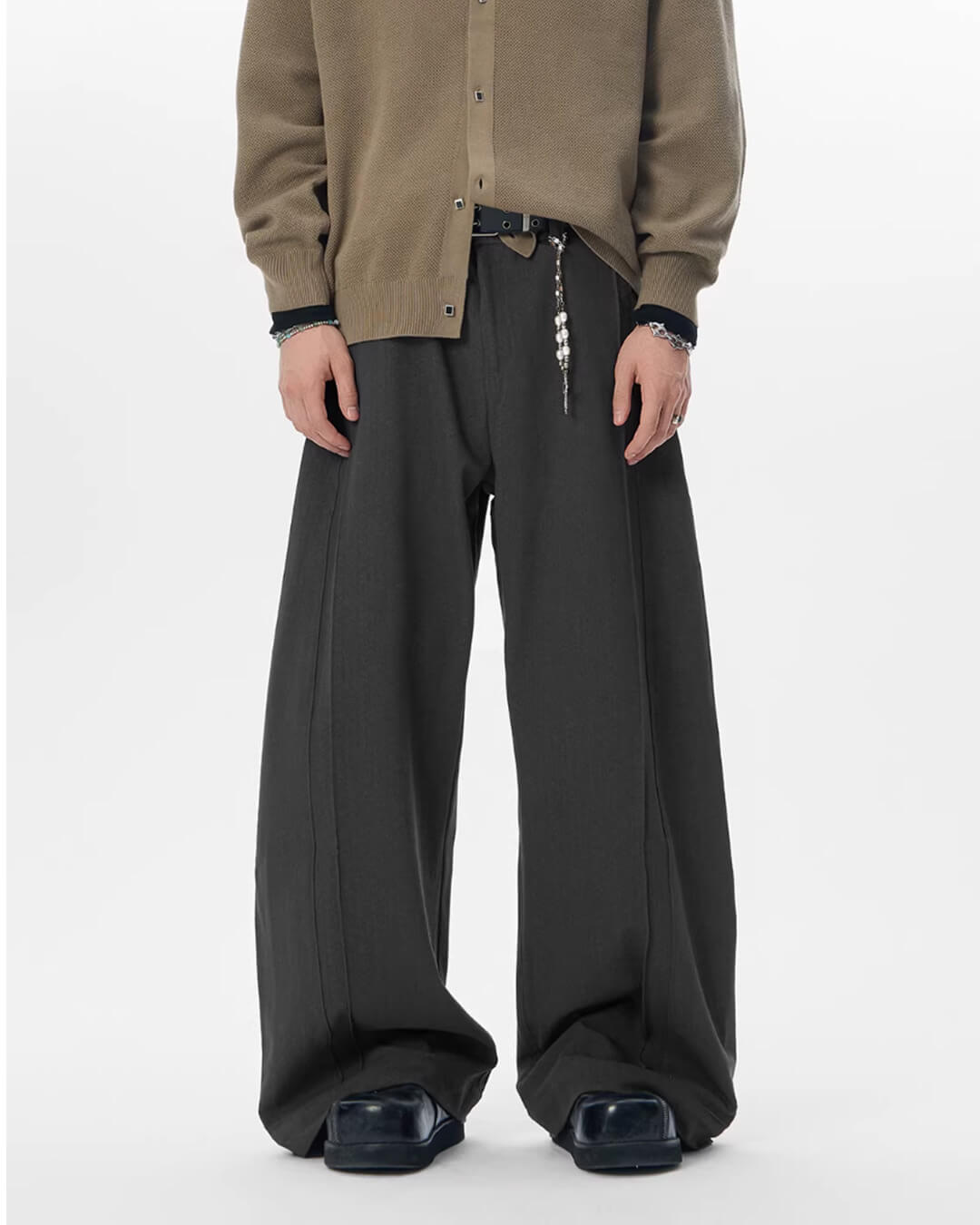 JHYQ 3D Pleated Draped Baggy Suit Pants
