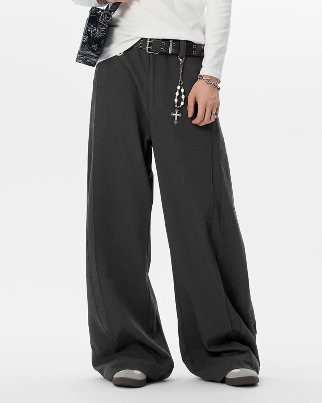 JHYQ 3D Pleated Draped Baggy Suit Pants