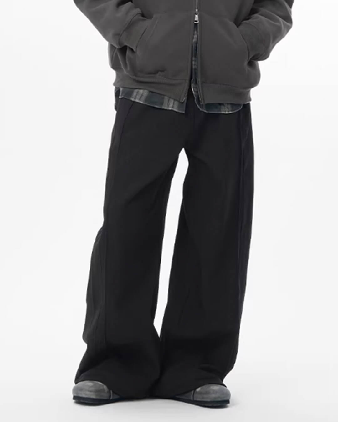 JHYQ 3D Pleated Draped Baggy Suit Pants