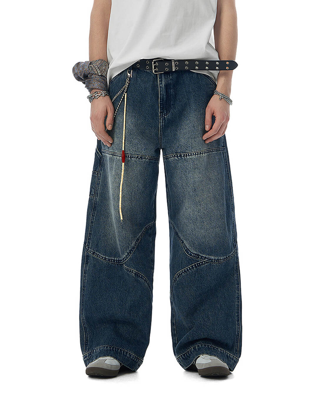 JHYQ 3D Structured Washed Baggy Painter Jeans