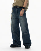 JHYQ 3D Structured Washed Baggy Painter Jeans