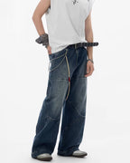 JHYQ 3D Structured Washed Baggy Painter Jeans