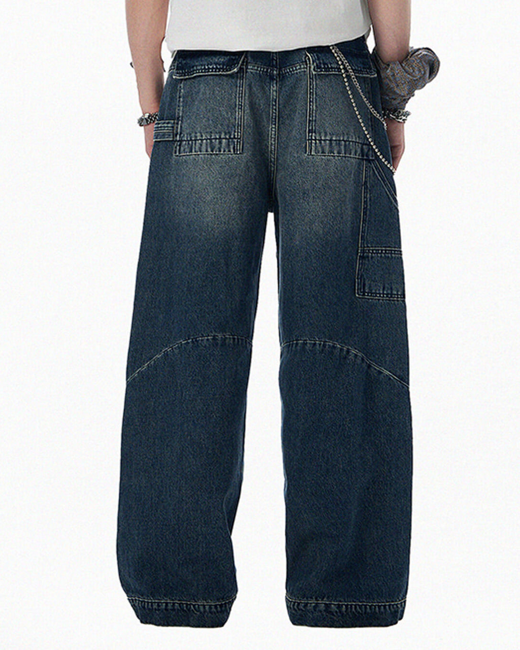 JHYQ 3D Structured Washed Baggy Painter Jeans