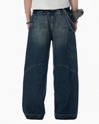 JHYQ 3D Structured Washed Baggy Painter Jeans