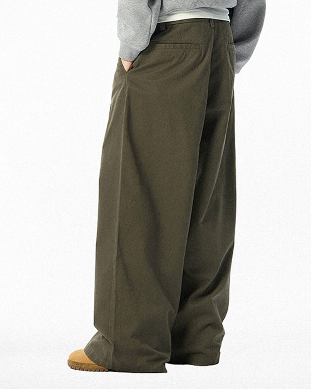 JHYQ Belted Waist Pleated Baggy Pants