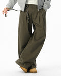 JHYQ Belted Waist Pleated Baggy Pants