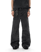 JHYQ Black Heavy Vintage Wash Loose Fit Jeans