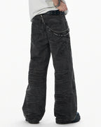 JHYQ Black Heavy Vintage Wash Loose Fit Jeans