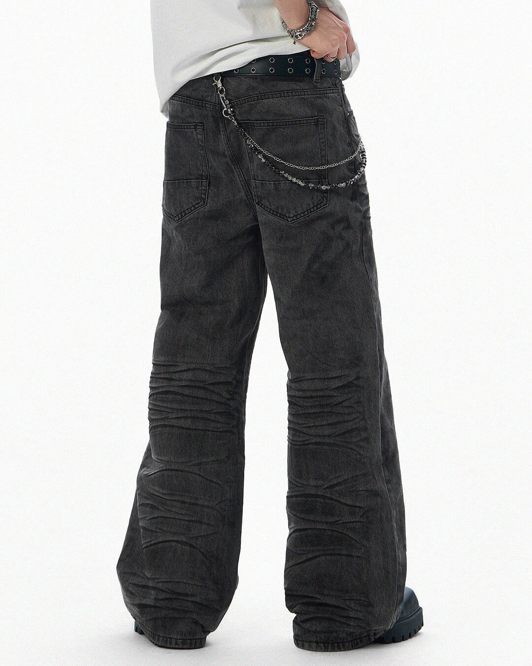 JHYQ Black Heavy Vintage Wash Loose Fit Jeans