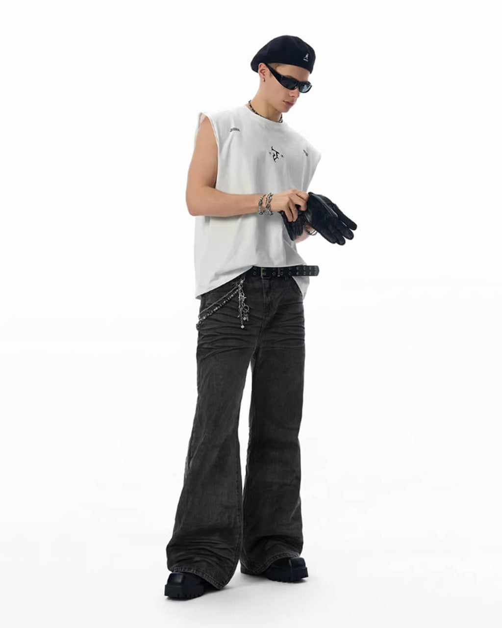 JHYQ Black Heavy Vintage Wash Loose Fit Jeans