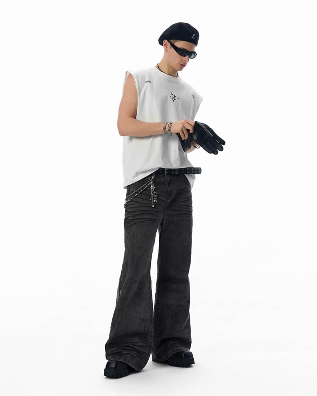 JHYQ Black Heavy Vintage Wash Loose Fit Jeans