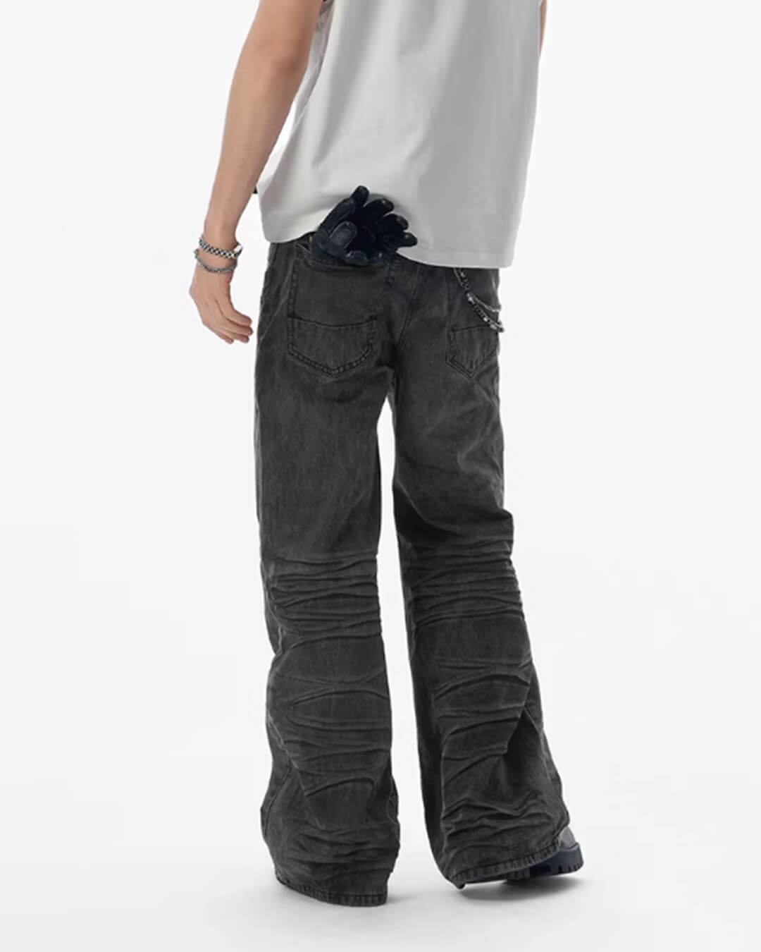 JHYQ Black Heavy Vintage Wash Loose Fit Jeans