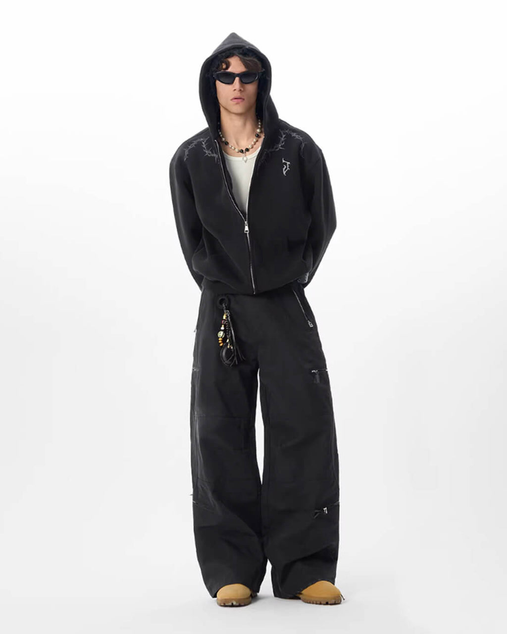 JHYQ Black Multi Zip Utility Pants