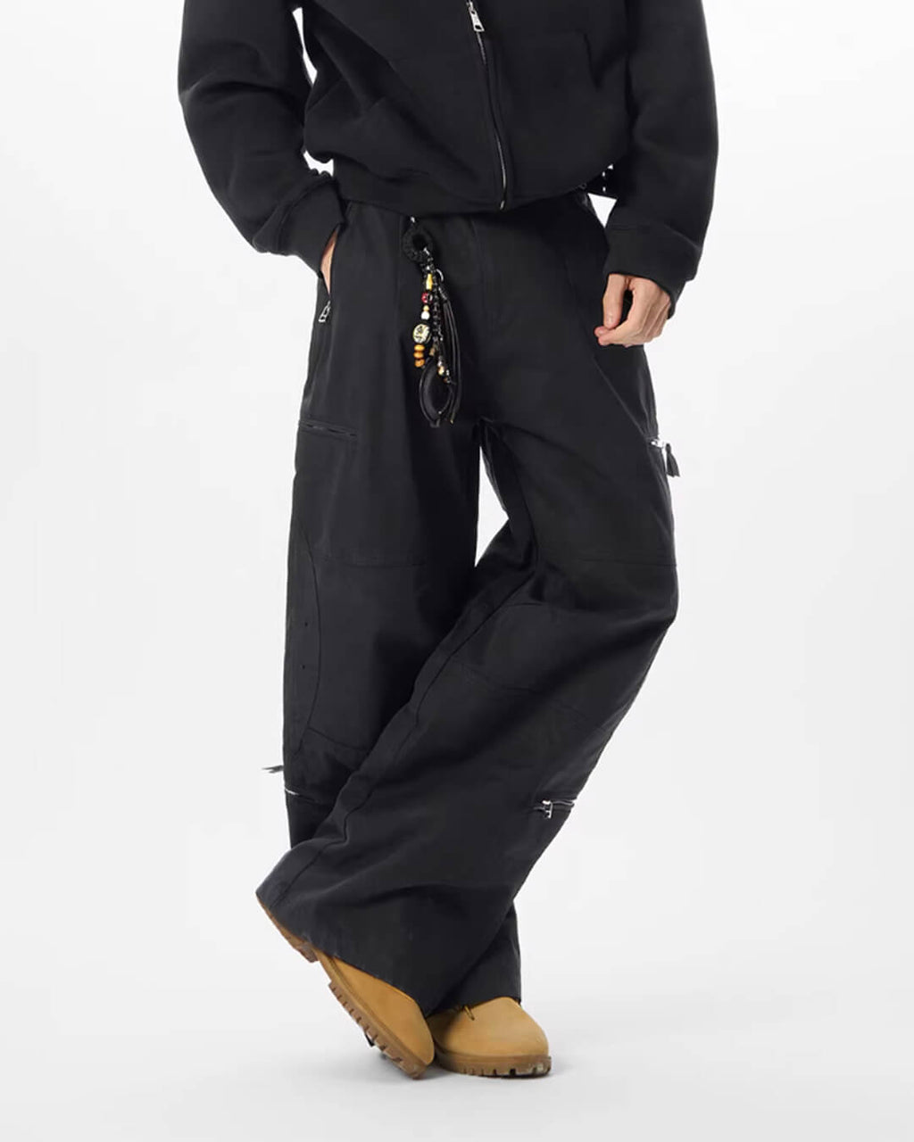 JHYQ Black Multi Zip Utility Pants