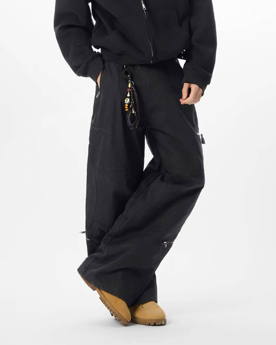 JHYQ Black Multi Zip Utility Pants
