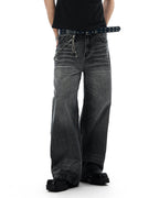 JHYQ Black Vintage Wash Wide Leg Jeans