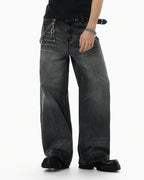 JHYQ Black Vintage Wash Wide Leg Jeans