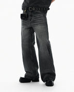 JHYQ Black Vintage Wash Wide Leg Jeans