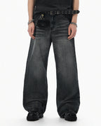 JHYQ Black Vintage Wash Wide Leg Jeans