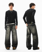 JHYQ Black Washed Lightning Burst Fade Jeans