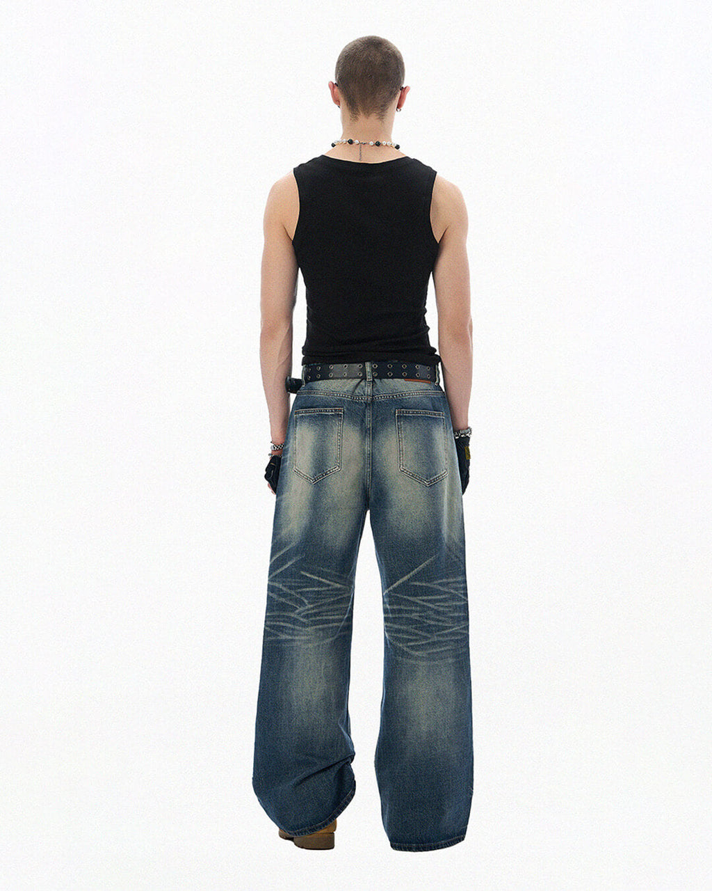 JHYQ Blue Vintage Wash Loose Fit Jeans