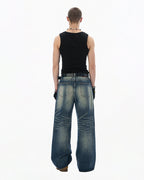 JHYQ Blue Vintage Wash Loose Fit Jeans